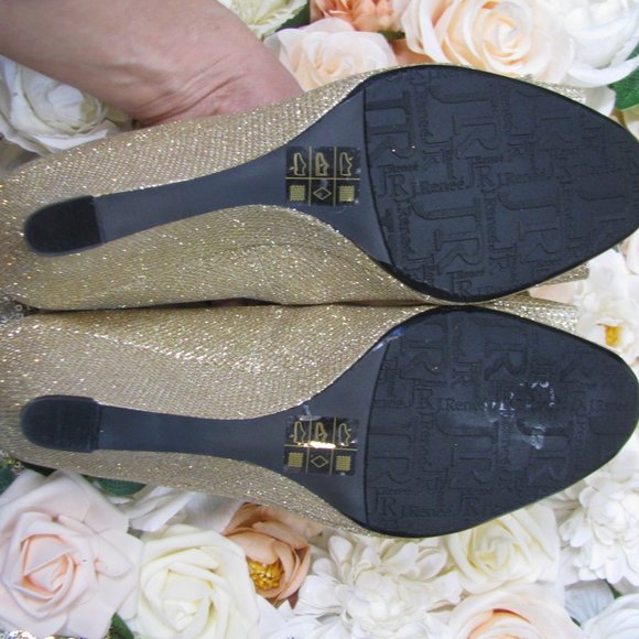 J Renee "Blair' gold sparkly wedge heels 9.5 - Picture 5 of 8